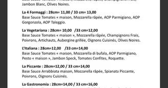 Les pizzas des Caprices